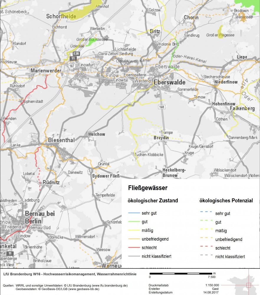 Der ökologische Zustand / ökologisches Potential des Finow-Systems