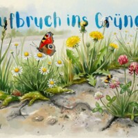 Ein Stück Straßenpflaster, das von aufwachsenden Kräutern durchbrochen wird