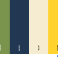 Die vier Hauptfarben der Website: mittelgrün, dunkelblau, cremeweiß und gelb